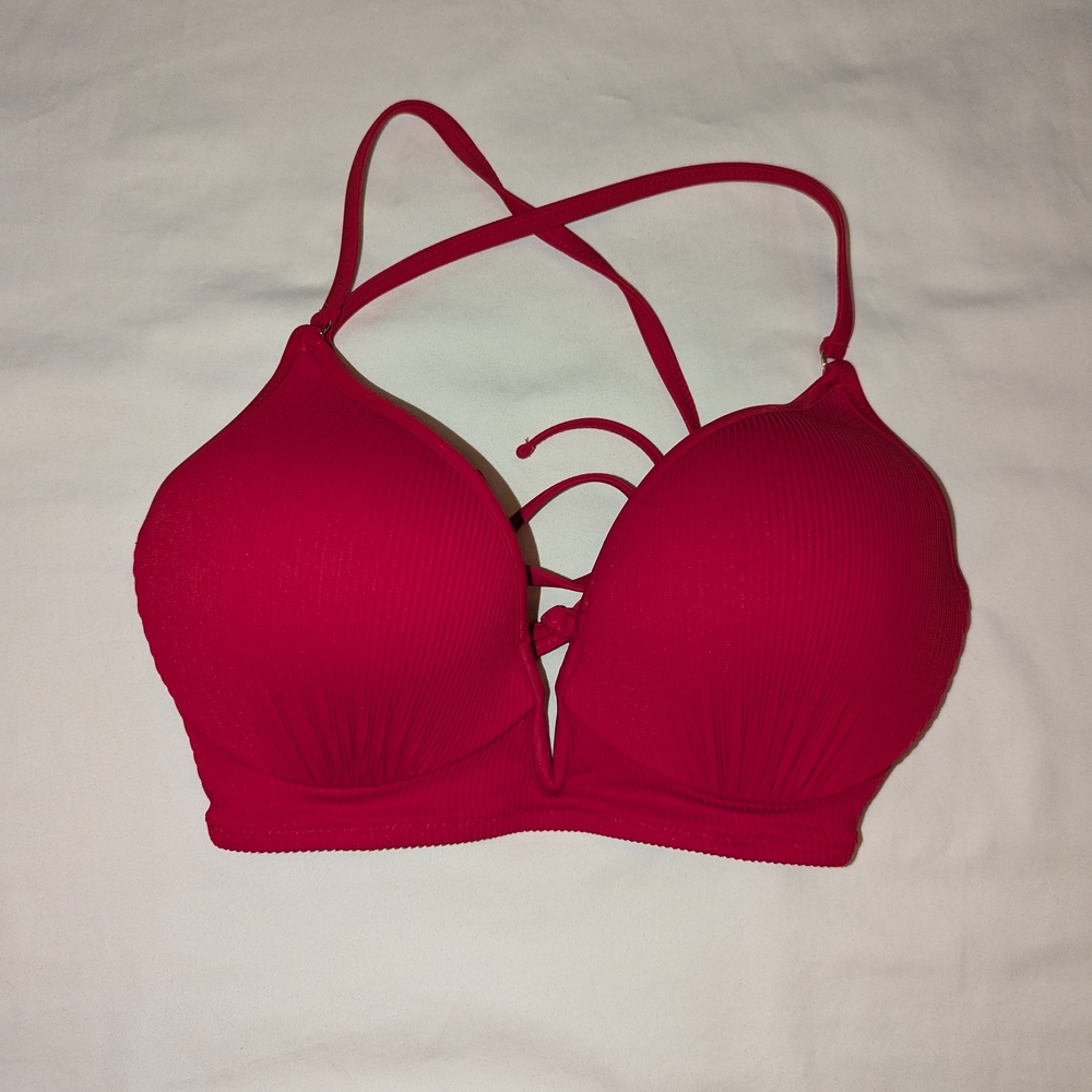 Shade & Shore Red Ribbed Bikini - Picture 2 of 6
